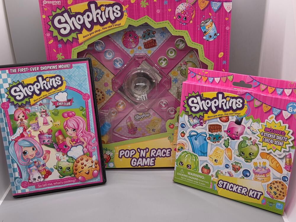 Shopkins Lot Pop & Race Game, Sticker Kit, Shopkins 1st Movie